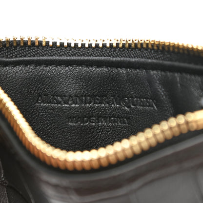 Alexander McQueen Calfskin Crocodile Embossed Card Holder Wallet Black 6 of 8