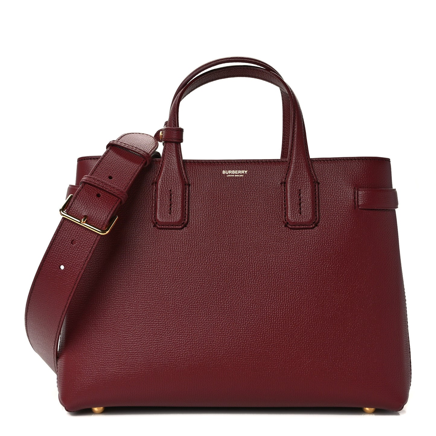 Grainy Calfskin House Check Medium Banner Tote Mahogany Red