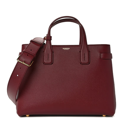Burberry Grainy Calfskin House Check Medium Banner Tote Mahogany Red 1 of 11