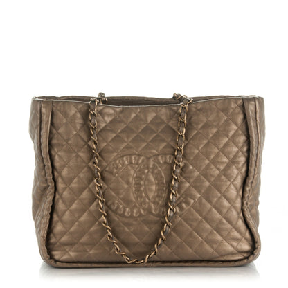 Chanel Metallic Calfskin Quilted Large Istanbul Tote Gold 1 of 7