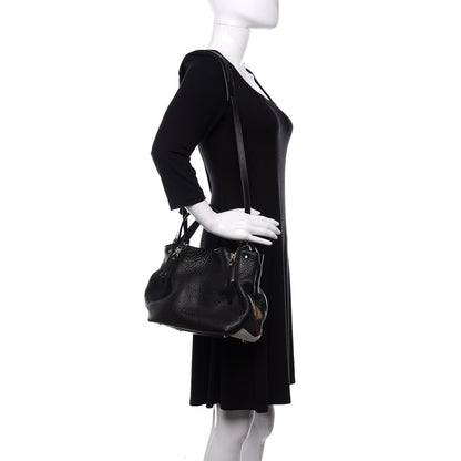 Burberry Grainy Calfskin House Check Small Maidstone Black 2 of 9