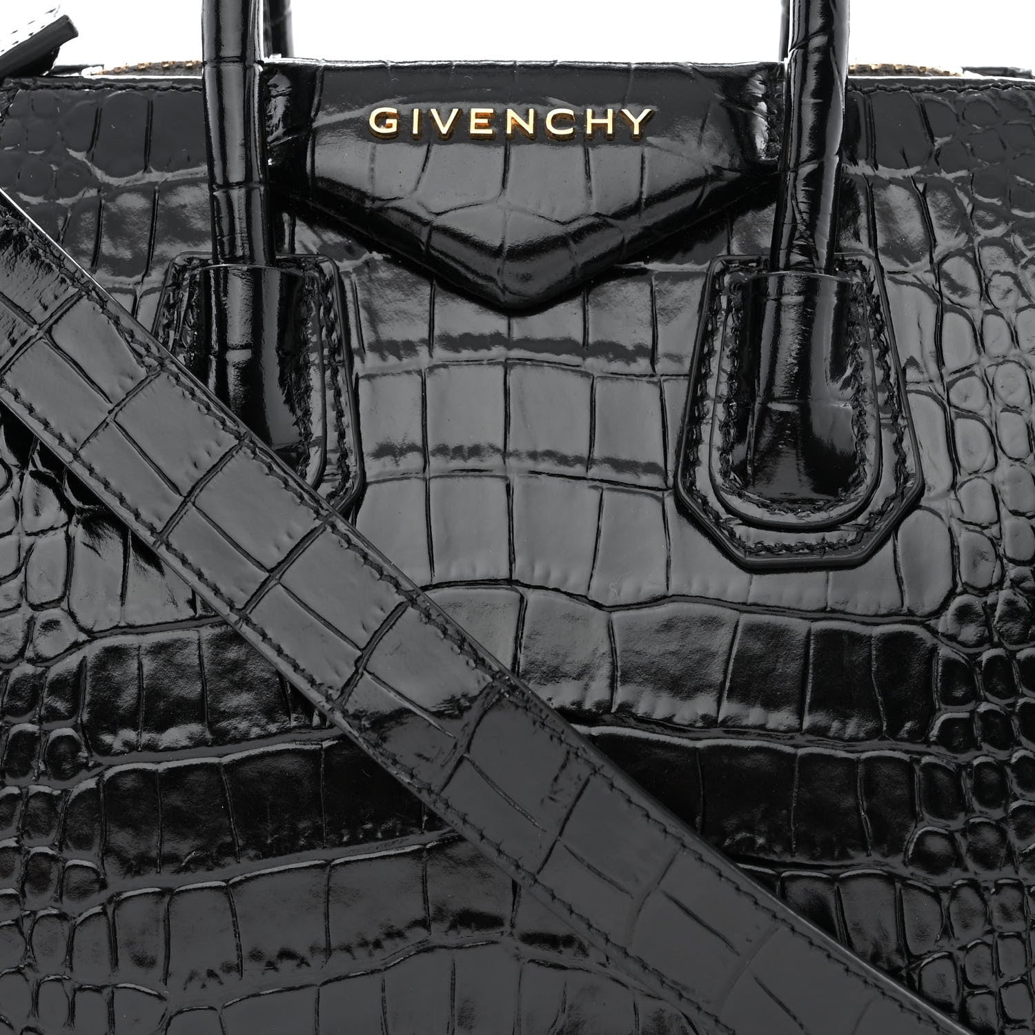 Givenchy Calfskin Crocodile Embossed Mini Antigona Black 8 of 13
