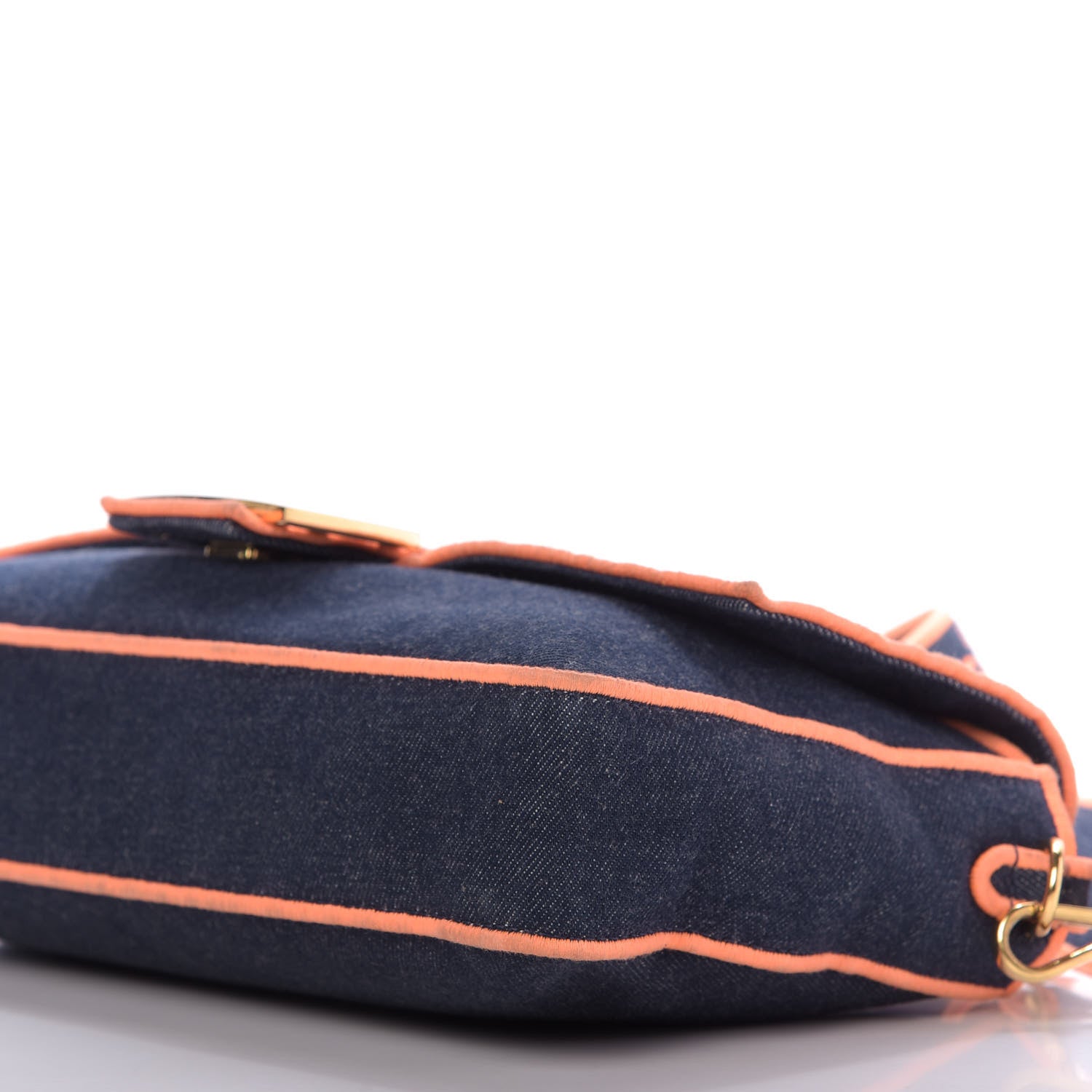 Fendi Denim Large Baguette Blue Arancio Fluo 8 of 15