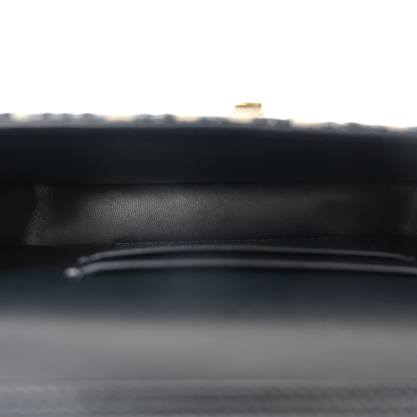 Oblique Calfskin Small Miss Caro Pouch With Chain Blue