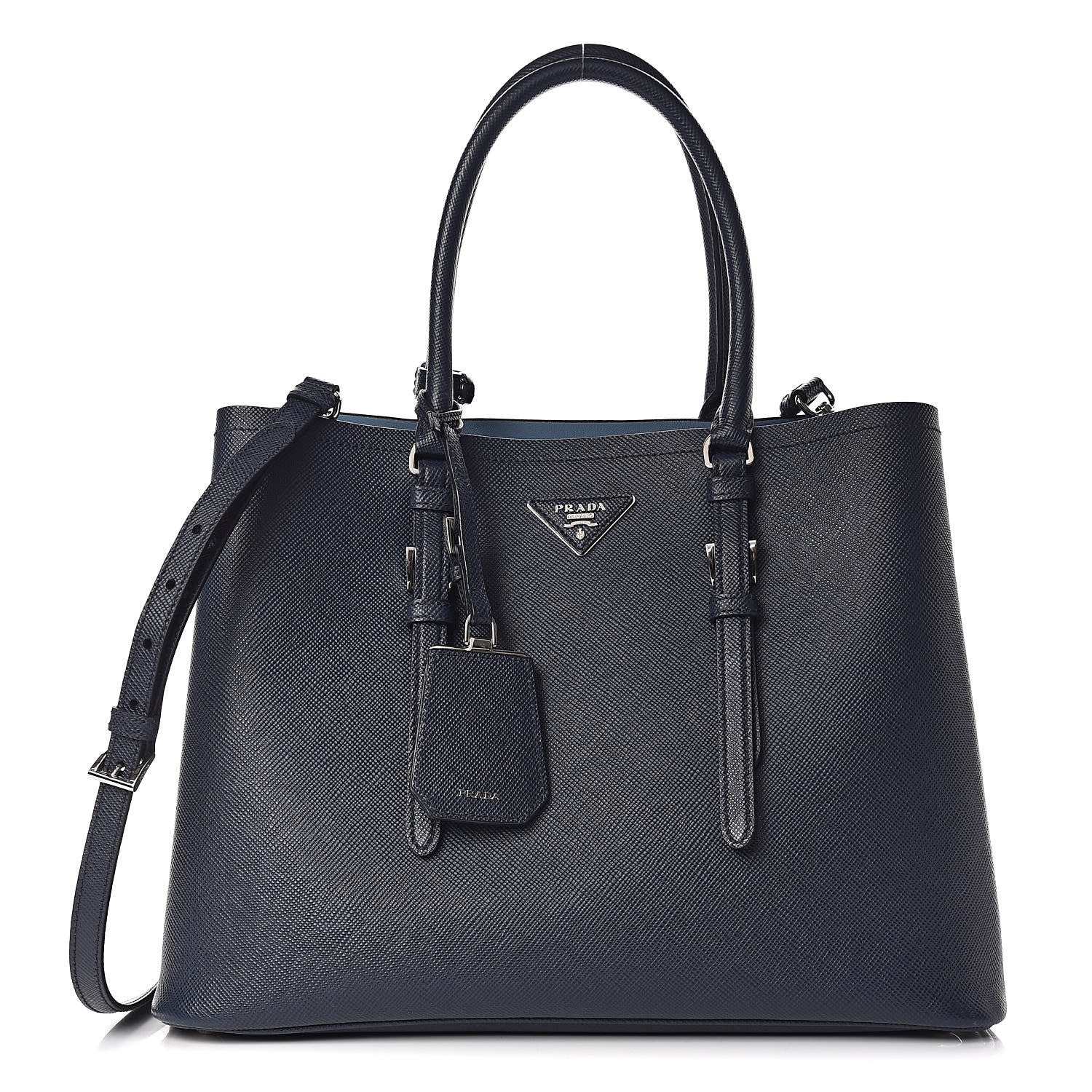 Prada Saffiano Cuir Medium Double Handle Tote Baltico Astrale 1 of 14
