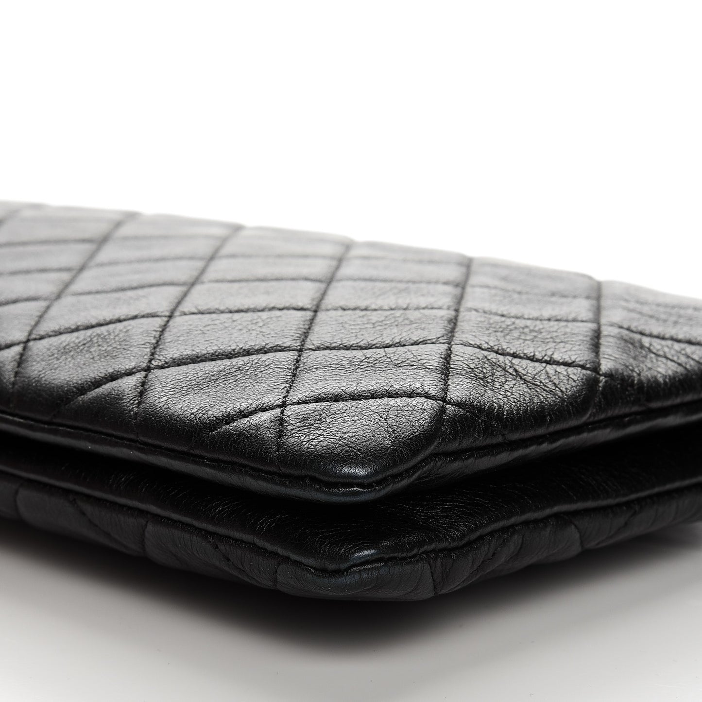 Calfskin Quilted Small Zipped Boy Pouch Black