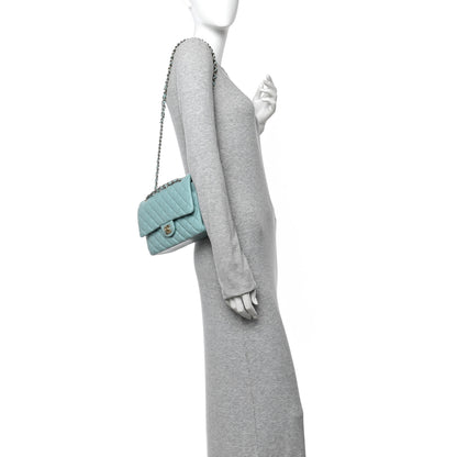 Chanel Caviar Quilted Medium Double Flap Light Blue 2 of 10