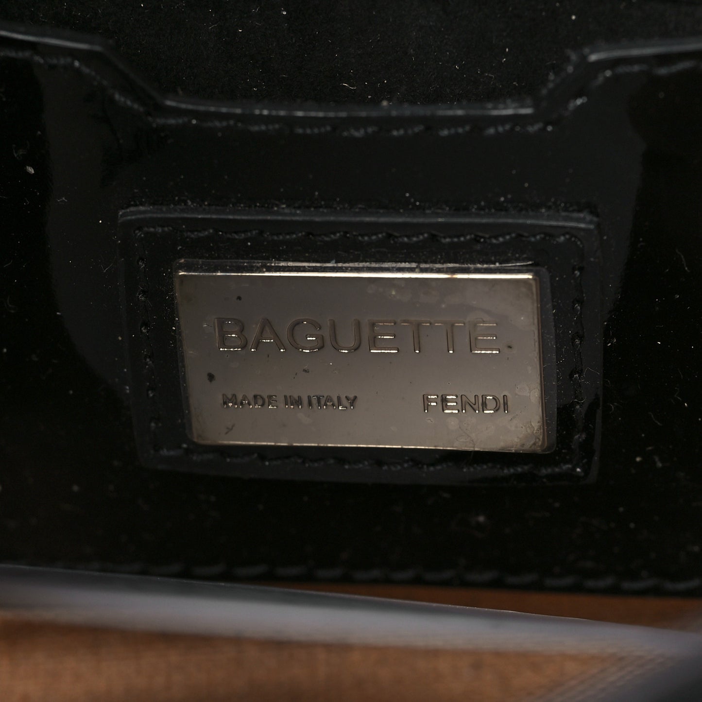 Vernice Chain Handle Baguette Black