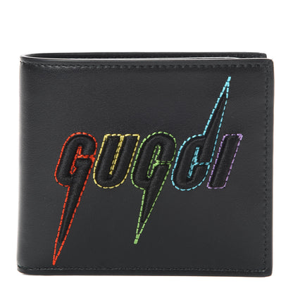 Gucci Calfskin Blade Embroidered Card Case Black 1 of 8