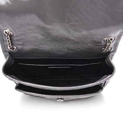 Saint Laurent Crinkled Calfskin Matelasse Monogram Baby Niki Chain Satchel Storm 5 of 10