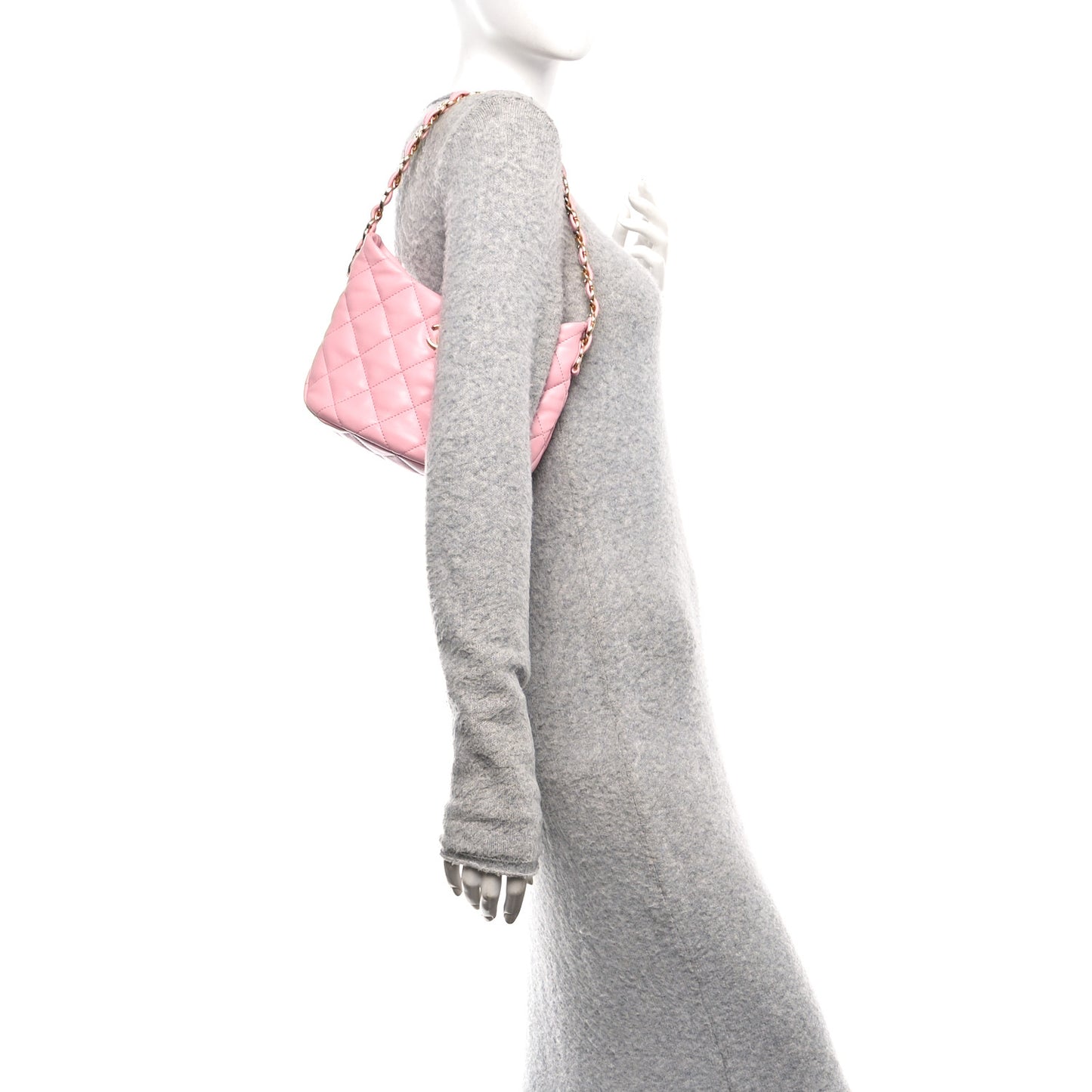 Lambskin Quilted CC Links Hobo Light Pink