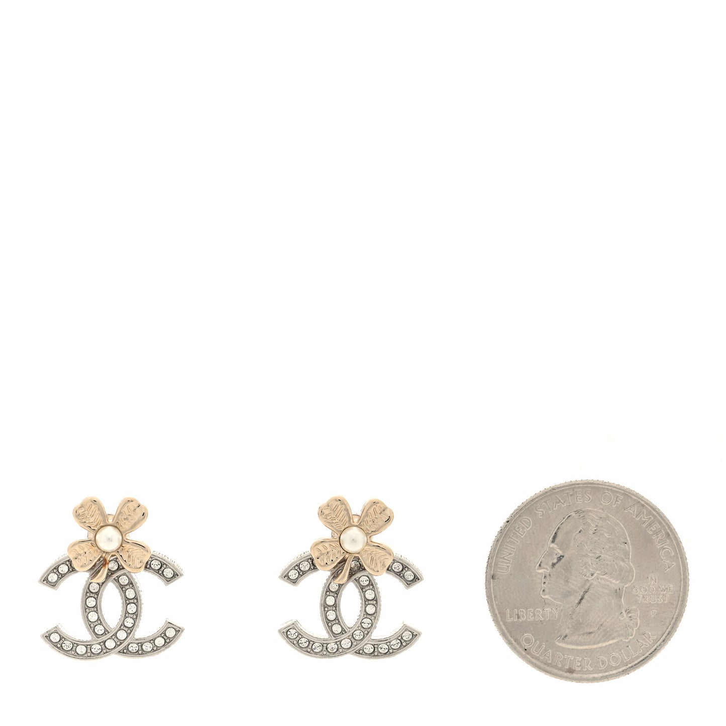Crystal CC Clover Earrings Silver Gold