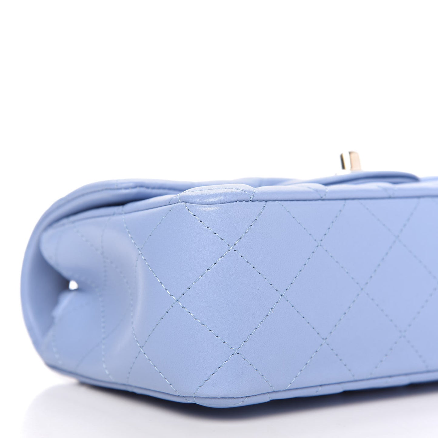 Lambskin Quilted Mini Rectangular Flap Light Blue