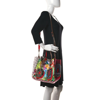 Christian Louboutin Canvas Embroidered Calfskin Caracaba Tote Multicolor 2 of 9