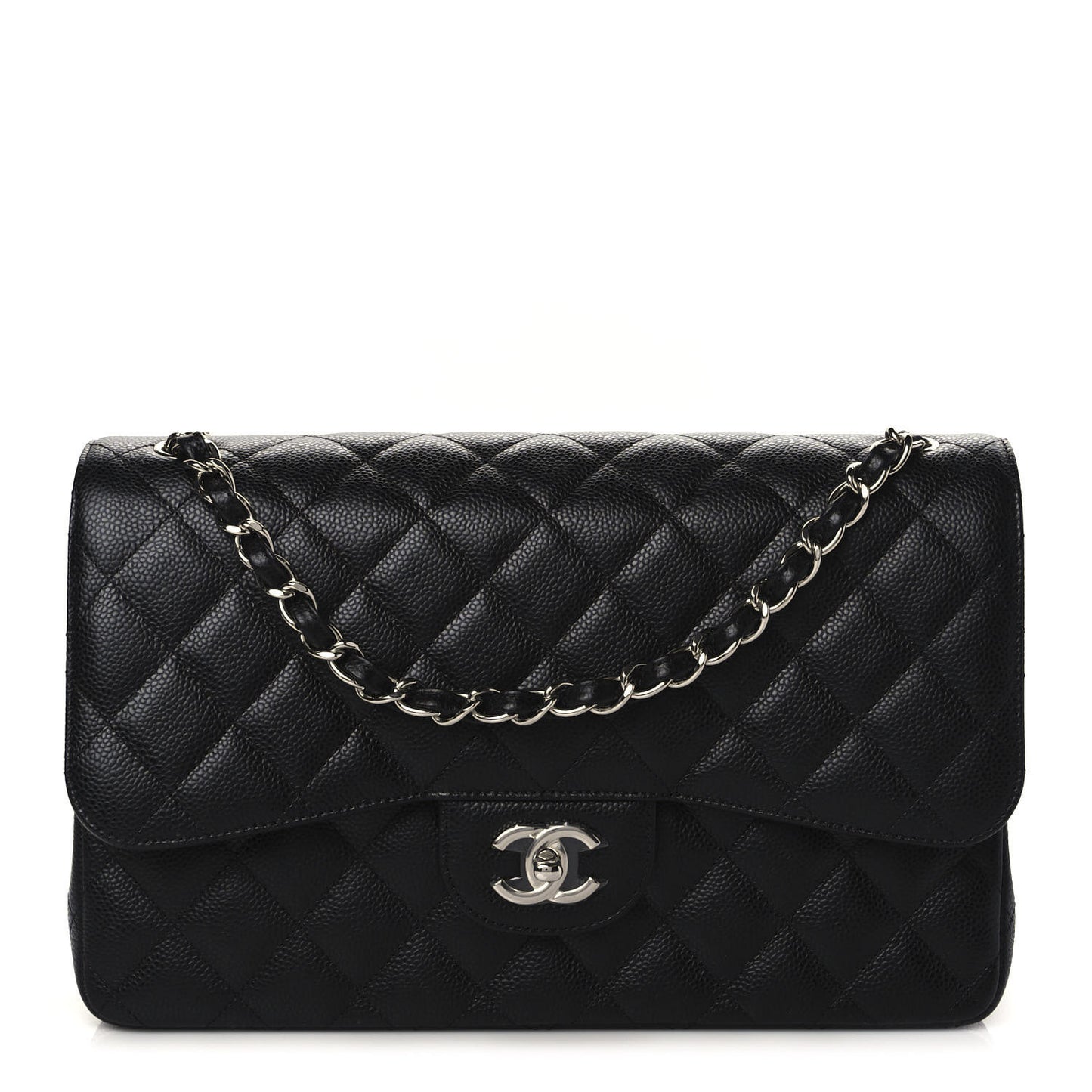 Caviar Quilted Jumbo Double Flap Black