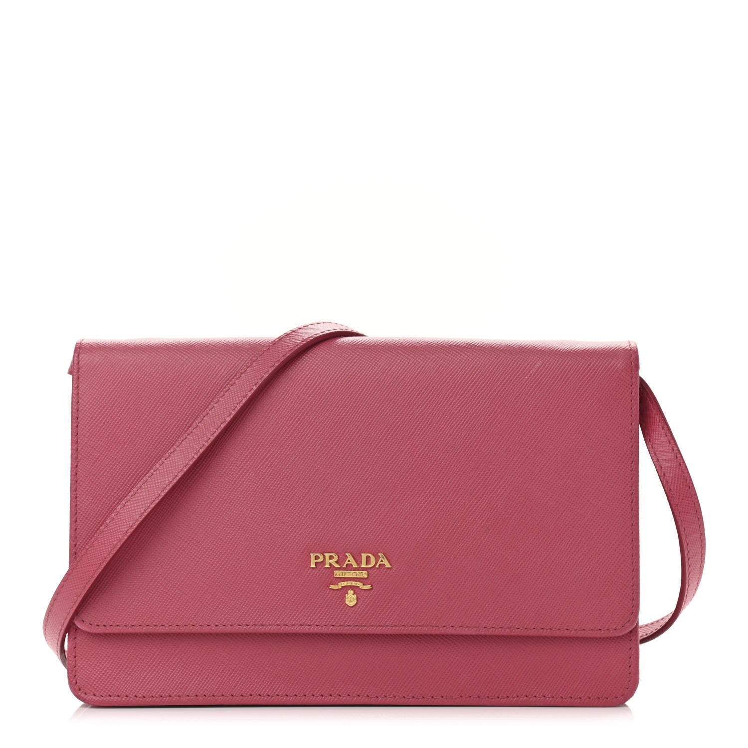 Prada Saffiano Metal Mini Crossbody Wallet Peonia 1 of 11