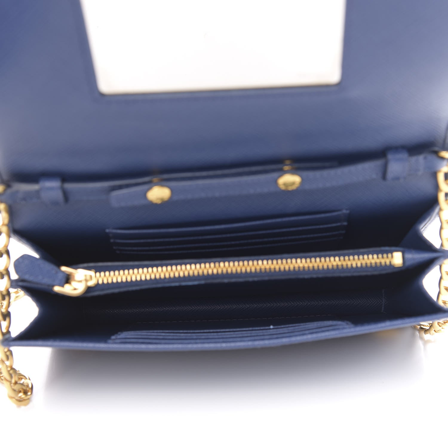 Prada Saffiano Lux Chain Wallet Bluette 5 of 9