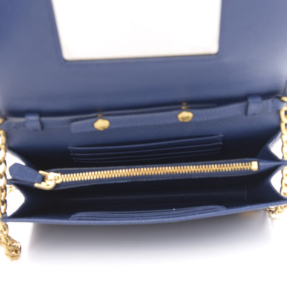 Prada Saffiano Lux Chain Wallet Bluette 5 of 9