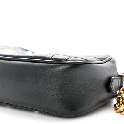 Gucci Calfskin Matelasse Studded Small Pearly GG Marmont Chain Shoulder Bag Black 10 of 10