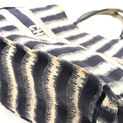Christian Dior Canvas Embroidered Large Striped Book Tote Navy 11 of 14