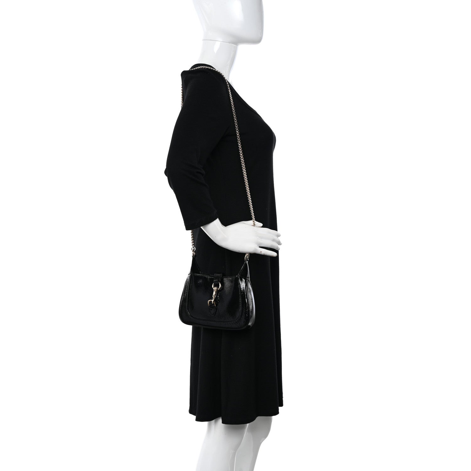 Gucci Crinkled Patent Mini Jackie Notte Bag Black 2 of 10