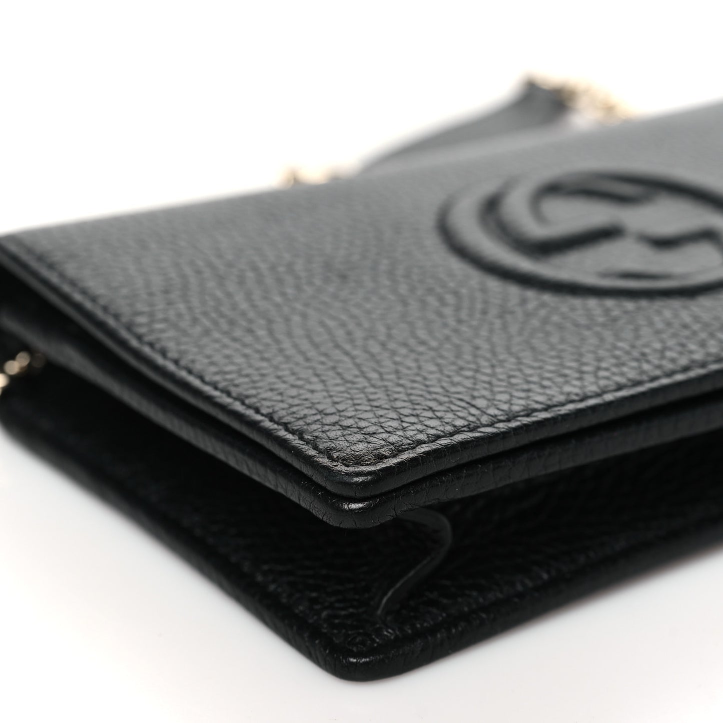 Pebbled Calfskin Soho Wallet On Chain Black
