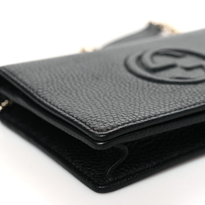 Gucci Pebbled Calfskin Soho Wallet On Chain Black 8 of 10