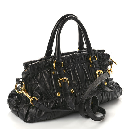 Prada Nappa Gaufre Buckle Satchel Black 3 of 10