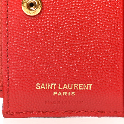 Saint Laurent Grain De Poudre Matelasse Chevron Monogram Zipped Card Case Bandana Red 6 of 8