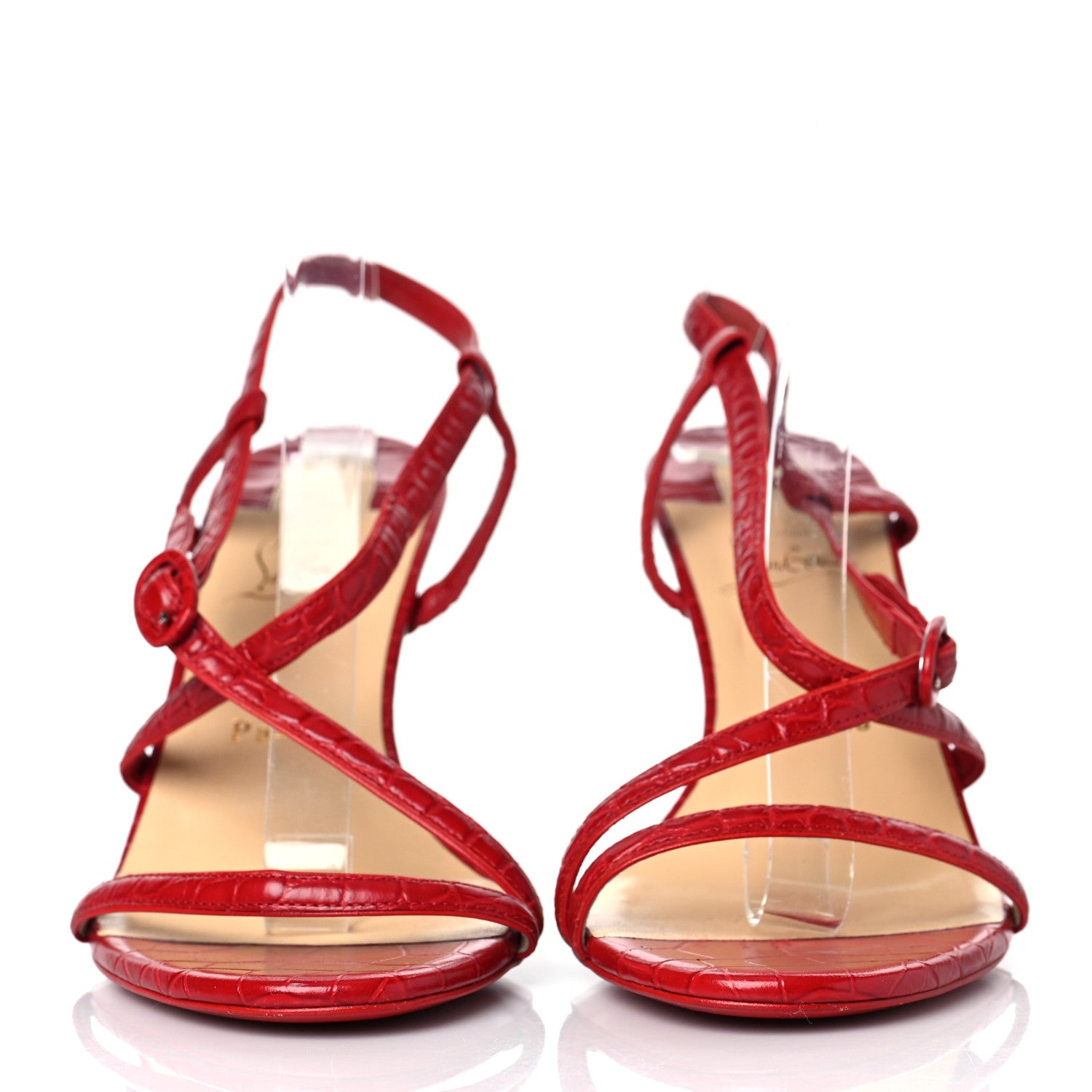 Christian Louboutin Calfskin Alligator Embossed Selima 85 Sandals 40 Loubi 2 of 7