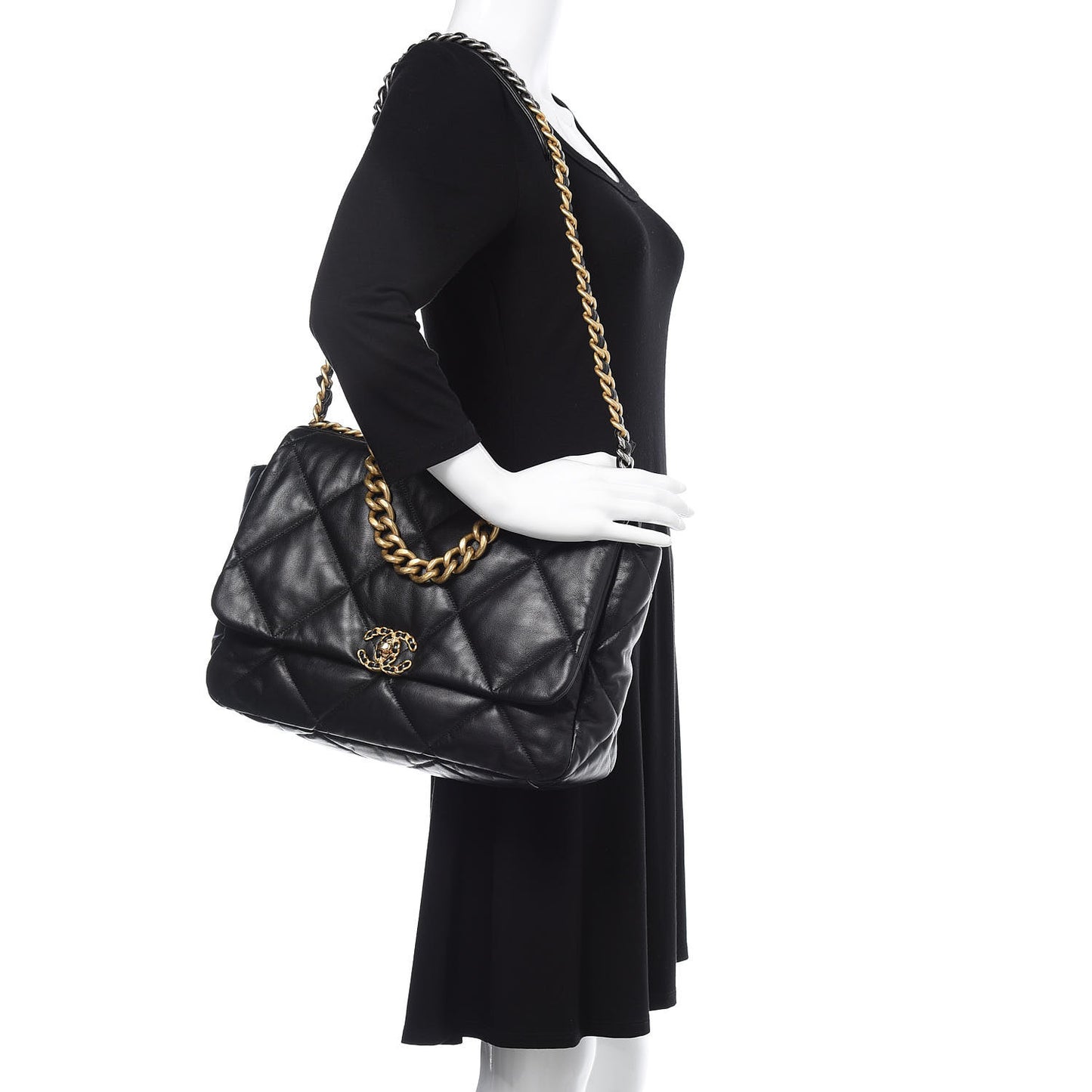 Goatskin Quilted Maxi 19 Flap Black
