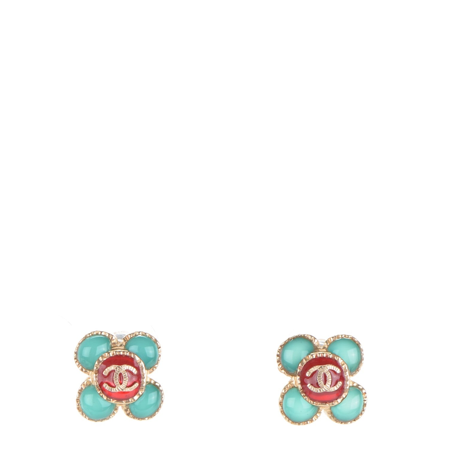 Chanel Gripoix CC Earrings Gold 1 of 4