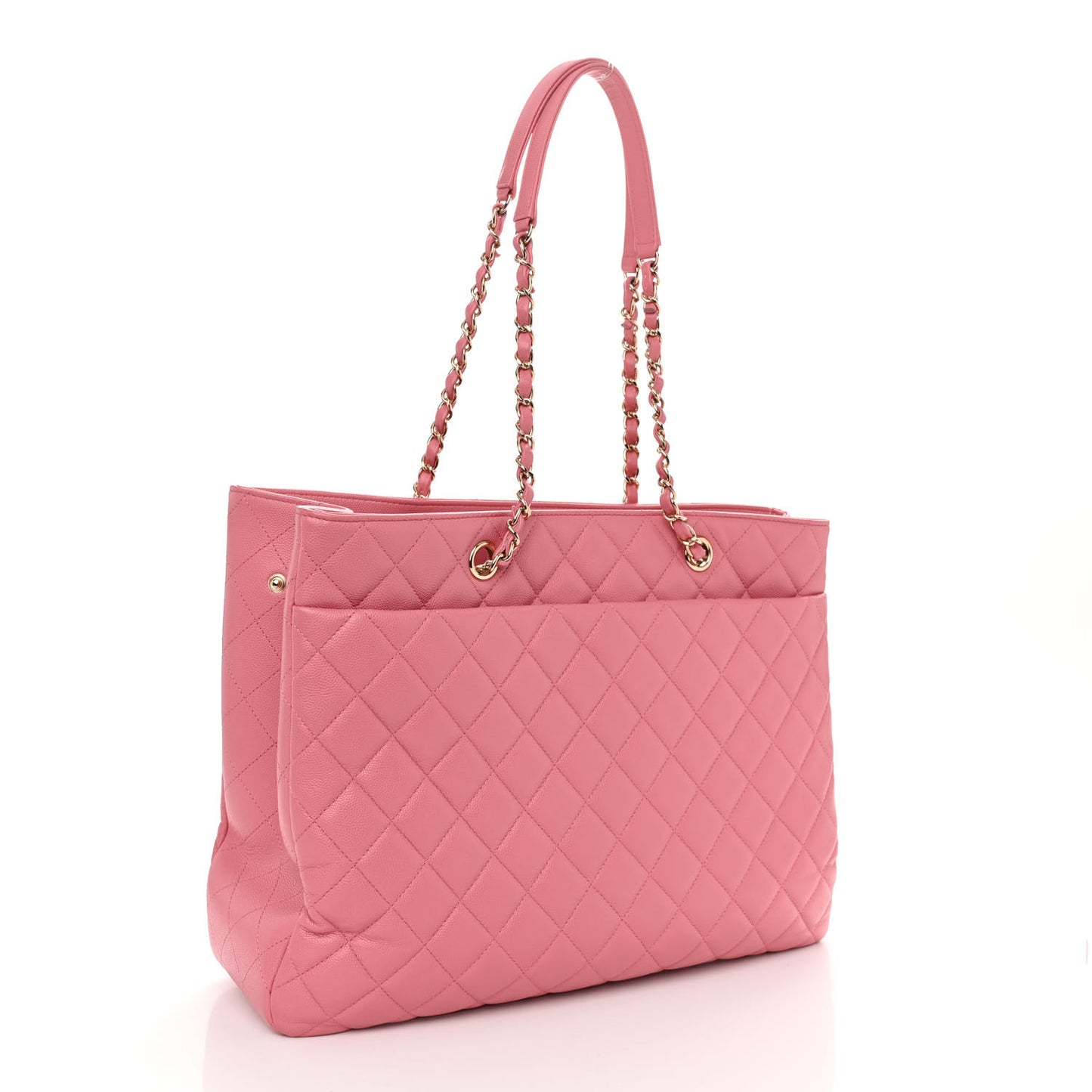 Caviar Quilted Large Shopping Tote Pink