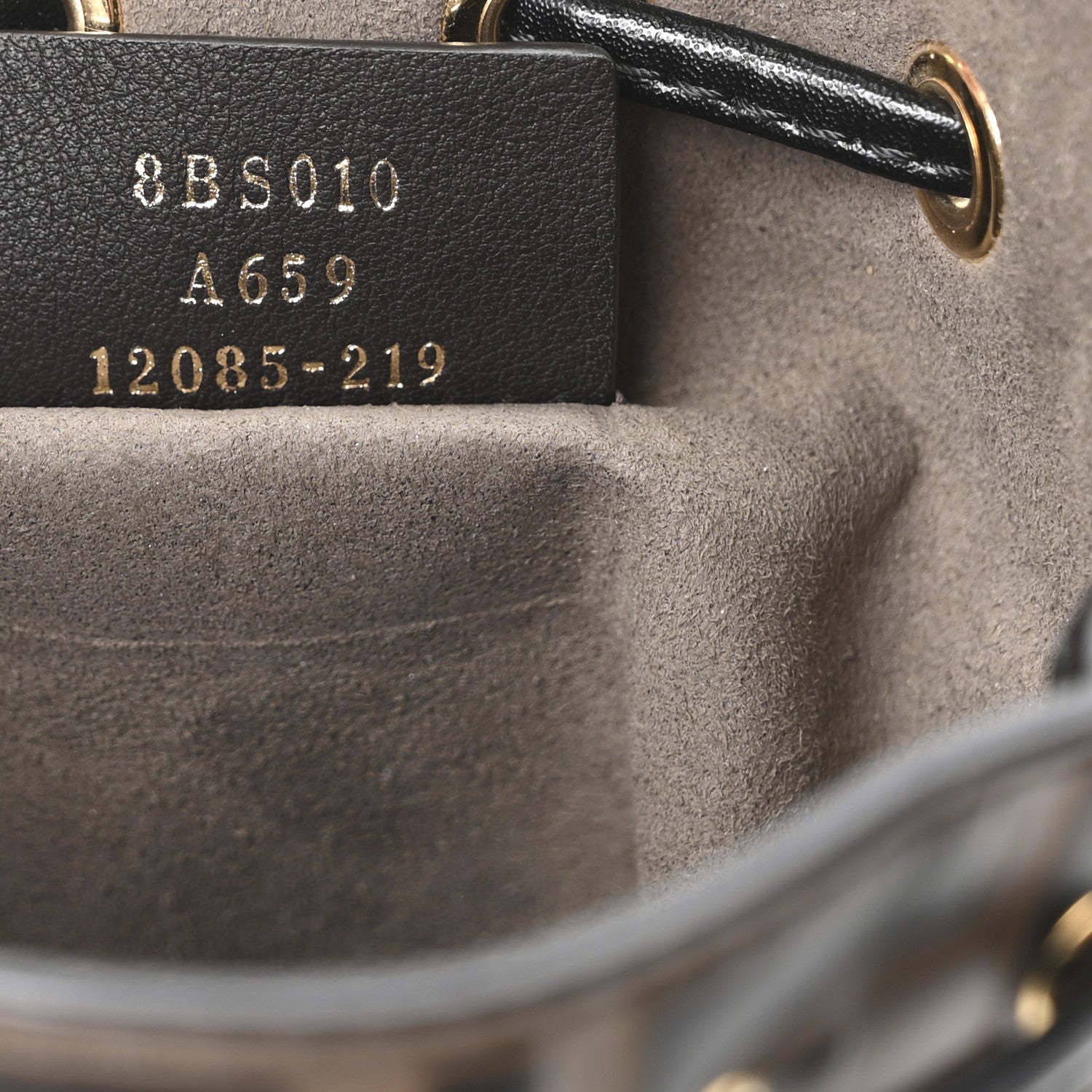 Fendi Vitello Liberty F is Fendi Bi-Color FF 1974 Embossed Mini Mon Tresor Bucket Bag Maya Black 7 of 9