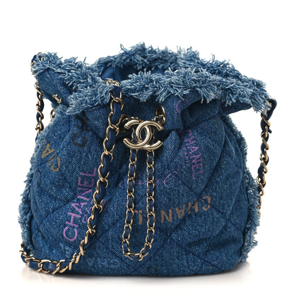 Chanel Denim Quilted Small Mood Bucket With Chain Blue Multicolor 1 of 9