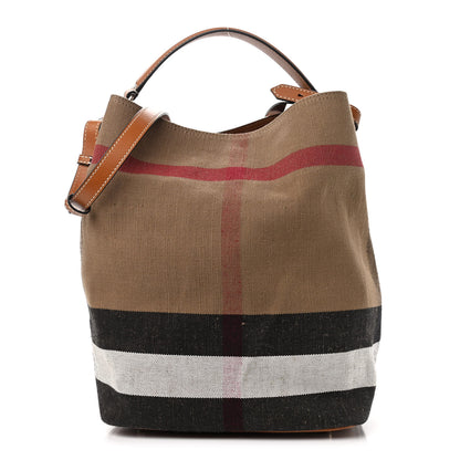Burberry Canvas Mega Check Medium Ashby Hobo Saddle Brown 1 of 11