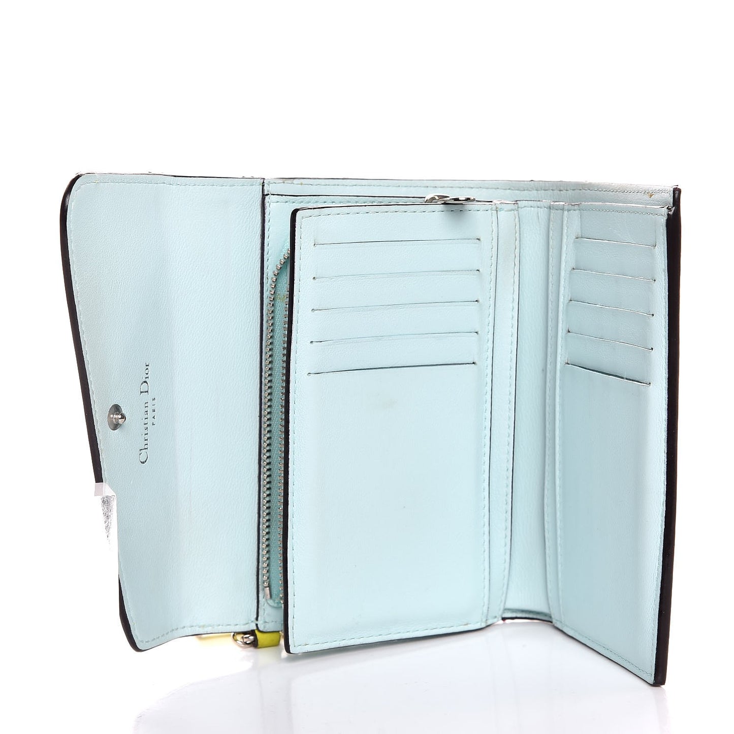 Smooth Calfskin Bi-Color Diorissimo Wallet Jaune Fluo
