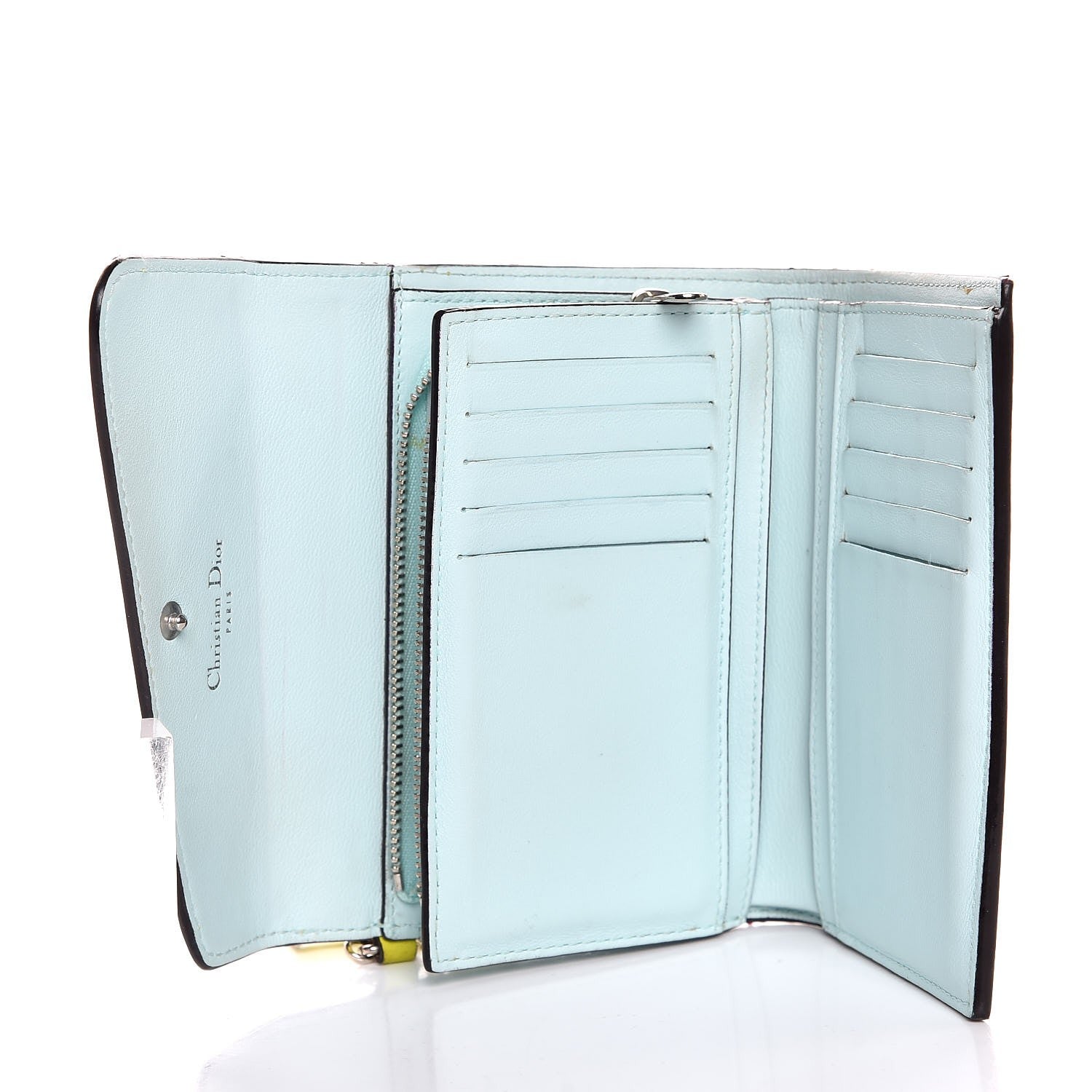 Christian Dior Smooth Calfskin Bi-Color Diorissimo Wallet Jaune Fluo 5 of 10