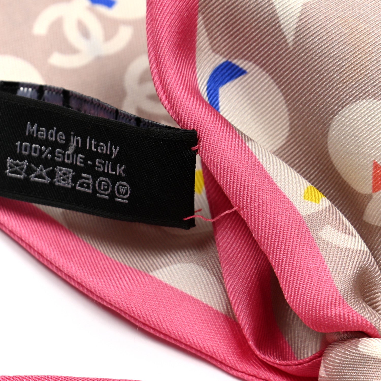 Chanel Silk CC Twilly Hair Scarf Beige Pink 7 of 8