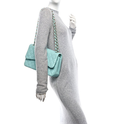 Chanel Caviar Quilted Jumbo Double Flap Light Blue 2 of 12