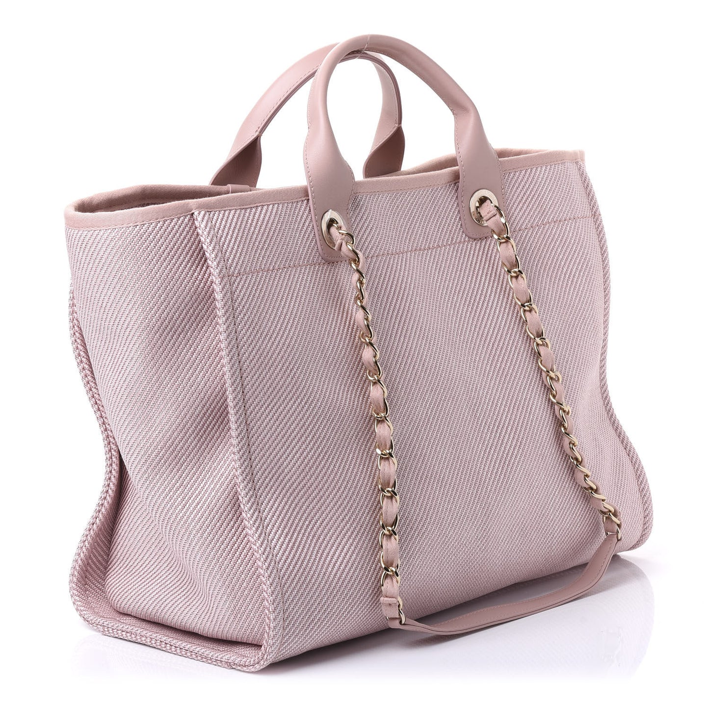 Mixed Fibers Calfskin Medium Deauville Tote Rose Pink
