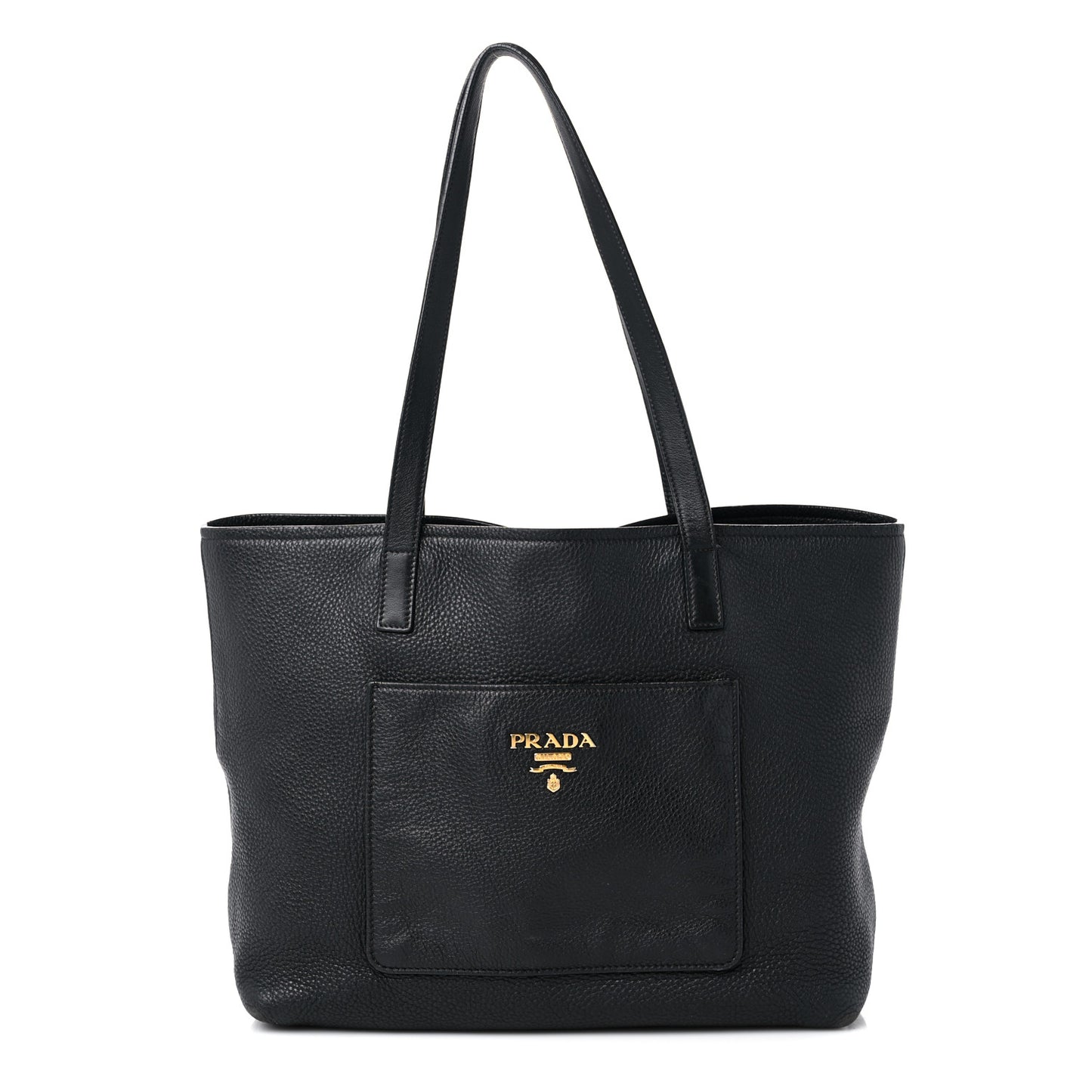 Vitello Daino Pocket Shopping Tote Black