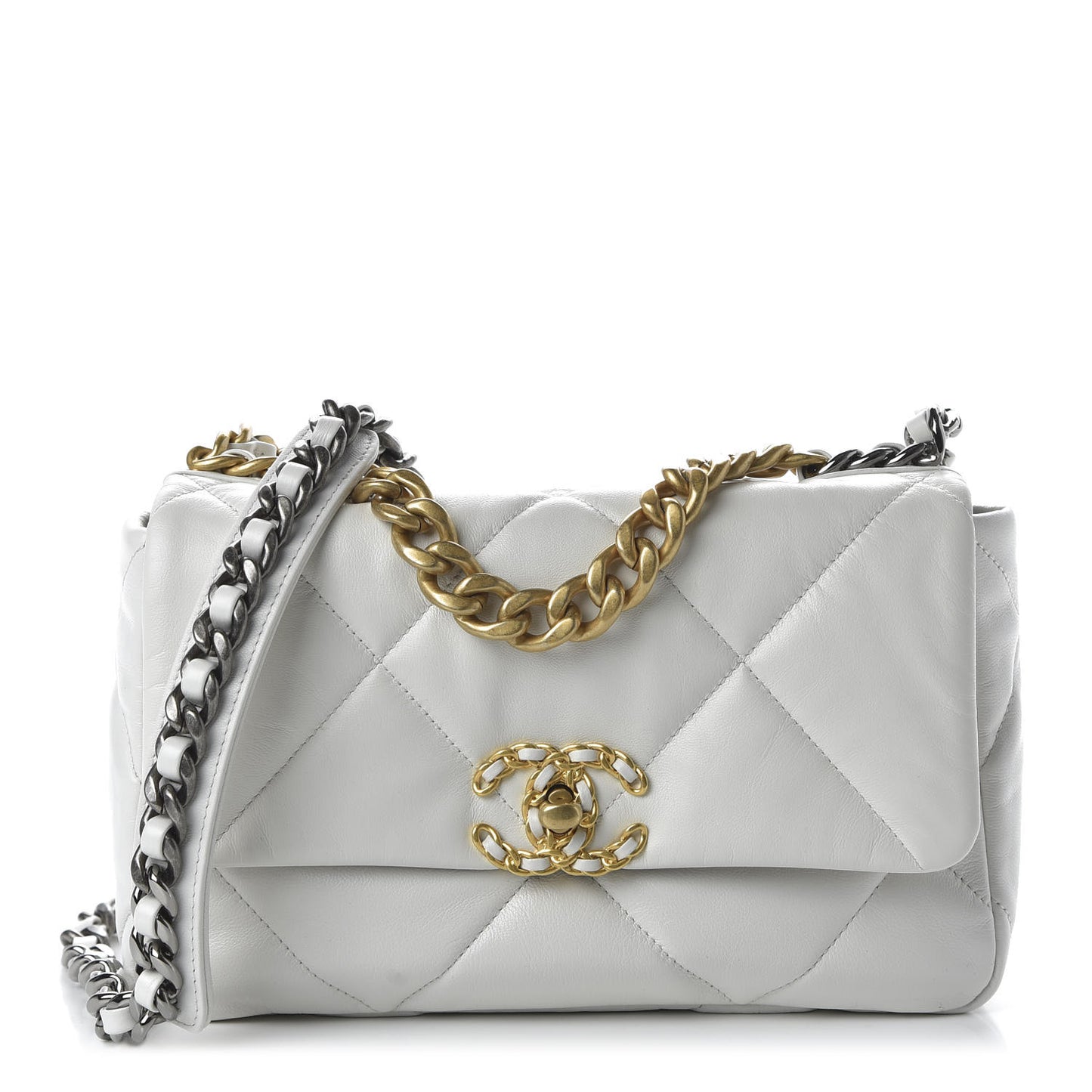 Lambskin Quilted Medium 19 Flap White