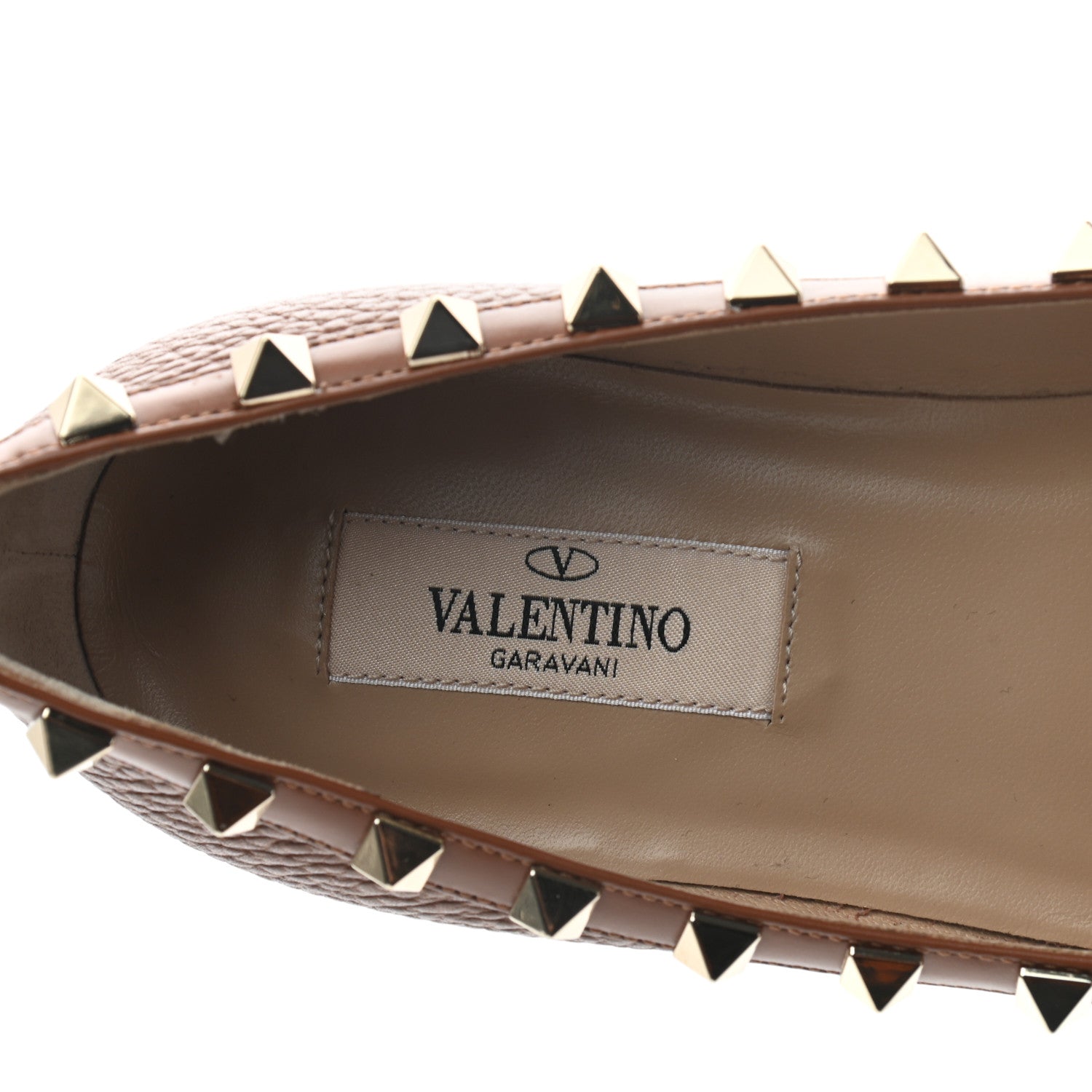 Valentino Garavani Pebbled Calfskin Rockstud Ballerina Flats 36 Selleria 7 of 7