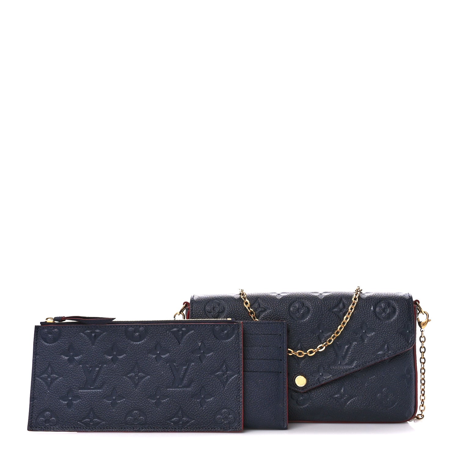 Louis Vuitton Empreinte Pochette Felicie Chain Wallet Marine Rouge 1 of 17
