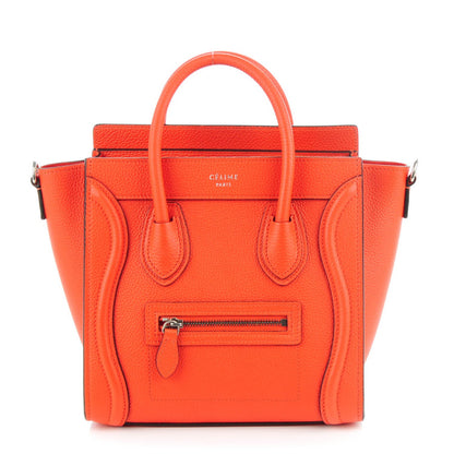 Celine Drummed Calfskin Nano Luggage Vermillion 1 of 7