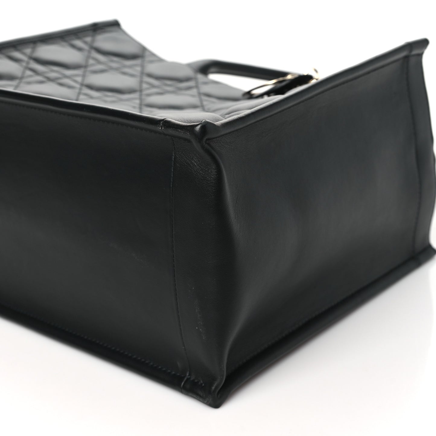 Calfskin Macro Cannage Medium Book Tote Black
