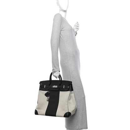 Hermes Hunter Criss Viking Evergrain Flag HAC Birkin 40  Ecru Black 2 of 13