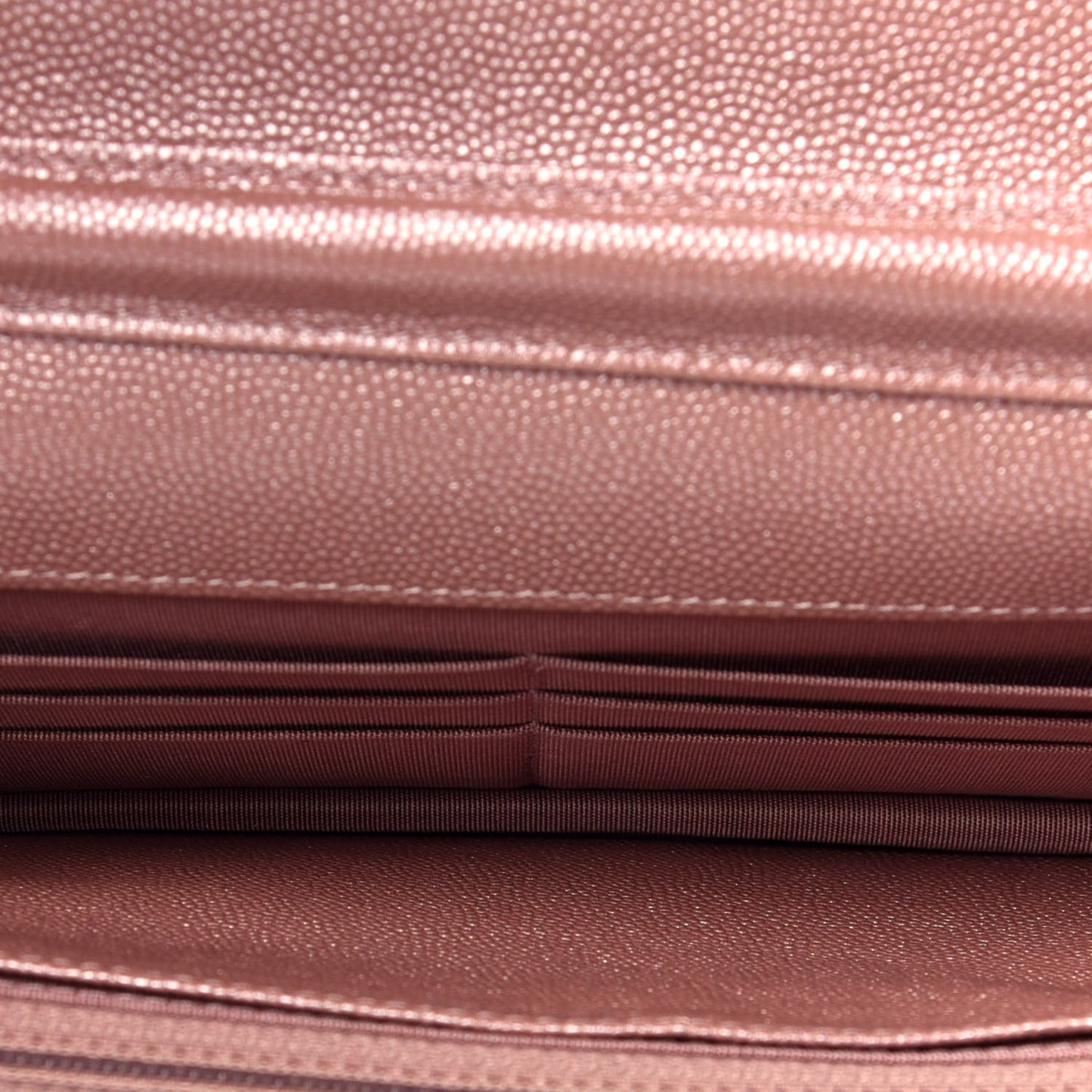 Metallic Caviar Chevron Quilted Vintage Mademoiselle Wallet On Chain WOC Pink