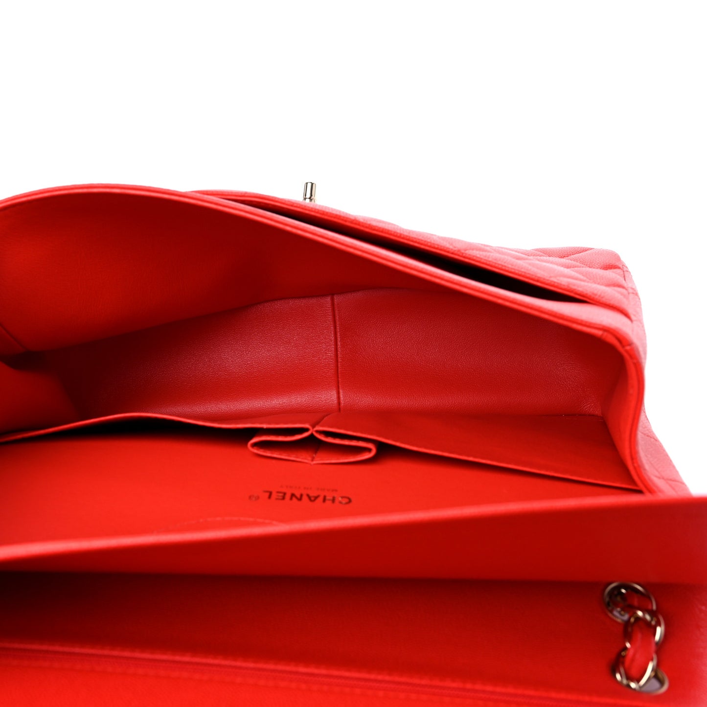 Caviar Quilted Jumbo Double Flap Red